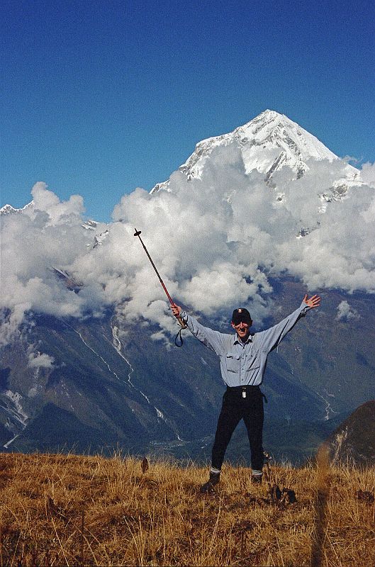 207 Jerome Ryan Happy After Arriving At Thulo Bugin With Dhaulagiri